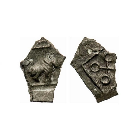 Satavahanas, Junnar Lioness type, Potin Unit, 2.00g, Obv: Seated lioness facing to right w
