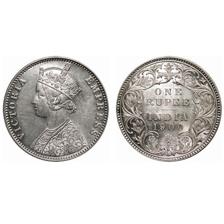 Victoria Empress, Silver, Rupee, 1900, Bombay Mint, A3(i)/I(ii), 'B' incused, the bust at 