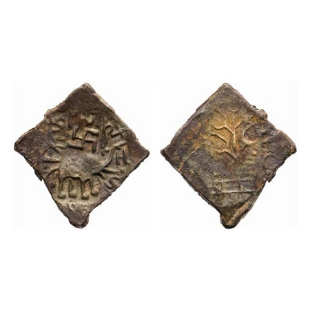 Satavahanas, Siri Satakarni, Nasik Region, Copper Unit, 9.51g, Obv: Elephant walking to ri