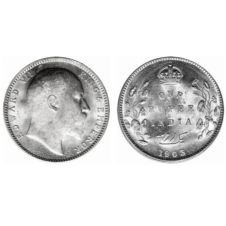 Edward VII, Silver, Rupee, 1903, Bombay Mint, 'B' incused, Dot. F. Prid # 199. GK 926. Bri