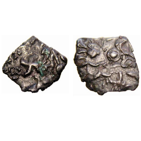 Satavahanas, Sri Sati, Pauni Area (Vidarbha), Copper Unit, 1.99g, Overstruck by Satakarni 