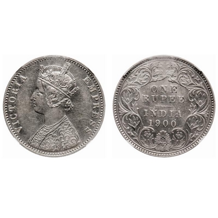 Victoria Empress, Silver, Rupee, 1900, Calcutta Mint, C3/I(i), 'C' incused. F. Prid # 138.