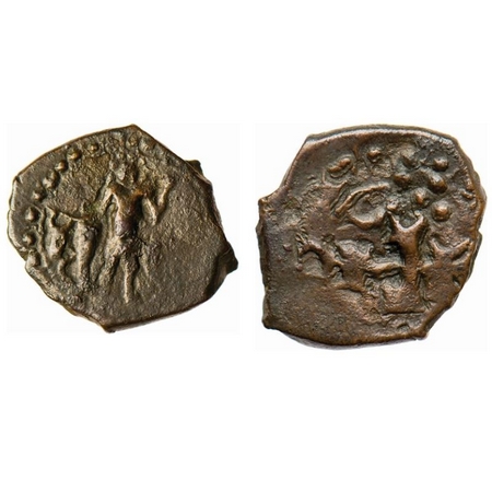 Post-Kushanas, Kota Bala Series of Punjab, Copper Drachma, 5.40g, Obv: Shiva standing besi
