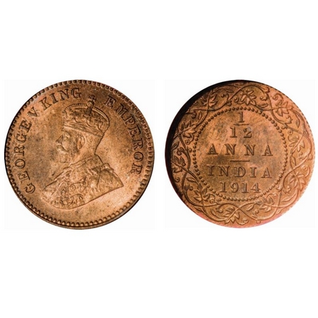 George V, Bronze, 1/12 Anna, 1914, Calcutta Mint, No dot. F. Prid # 829. GK 1225. NGS Slab