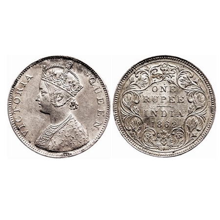 Victoria Queen, Silver, Rupee, 1862, Bombay Mint, B/II/4/0. F. Prid Unlisted. GK 302. Extr