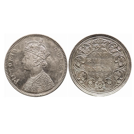 Victoria Queen, Silver, Rupee, 1862, Bombay Mint, A/II/0/5, Broken 'D' in India, w/o initi