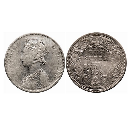 Victoria Empress, Silver, Rupee, 1898, Bombay Mint,C2/I(ii), 'B' incused, traces of numera