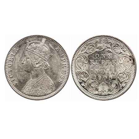 Victoria Empress, Silver, Rupee, 1900, Bombay Mint, A3(i)/I(ii) 'B' incused, The Queens ja