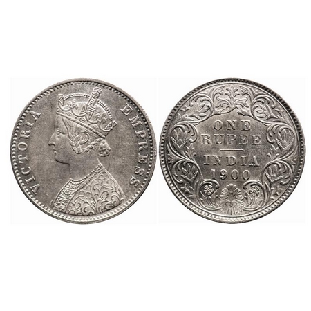 Victoria Empress, Silver, Rupee, 1900, Calcutta Mint, C3/I(i), 'C' incused, The bottom pan
