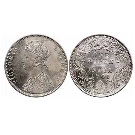 Victoria Empress, Silver, Rupee, 1901, Bombay Mint, A3(i)/I(ii), 'B' incused, The Queens j