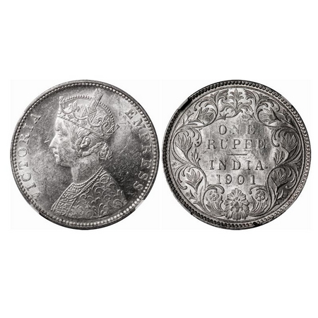 Victoria Empress, Silver, Rupee, 1901, Bombay Mint, C2(ii)/I, 'B' incused. F. Prid Unliste