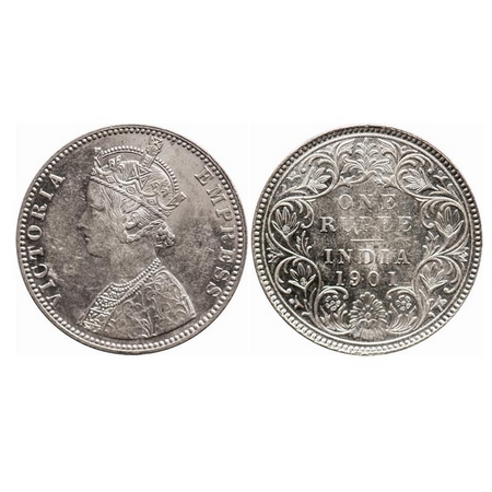 Victoria Empress, Silver, Rupee, 1901, Bombay Mint, C2(ii)/I, 'B' incused, The Queens jabo