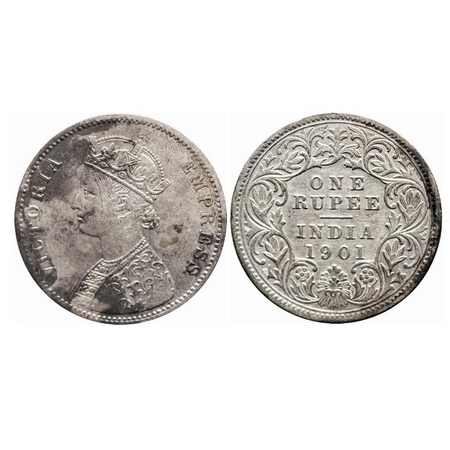 Victoria Empress, Silver, Rupee, 1901, Calcutta Mint, A4/I(i), 'C' incused, The Queens jab