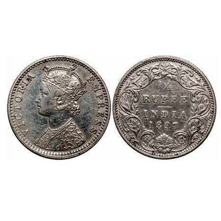 Victoria Empress, Silver, 1/4 Rupee, 1897, Bombay Mint, C(i)/I, 'B' incused. F. Prid 430. 