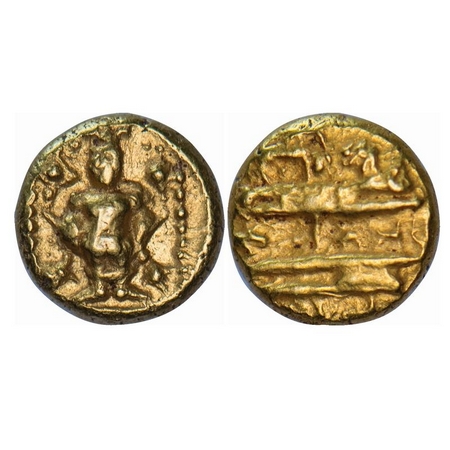 Vijaynagar, Venkata III (c. 1630-1641 AD), Gold Pagoda, 3.43g, Obv: Venkateshwara standing