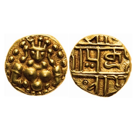 Nayakas of Chitradurga, Gold Durgi Pagoda, 3.28g, Obv: Deity seated facing or Krishna as B