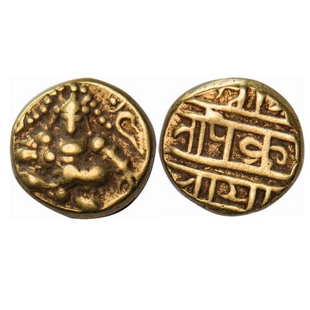 Nayakas of Chitradurga, Gold Durgi Pagoda, 3.28g, Obv: Deity seated facing or Krishna as B