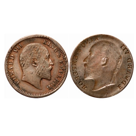 Edward VII, Copper, Quarter Anna, Error, Obv Lakhi (6.35 gm). Very Fine. Rare.