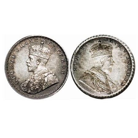 George V, Silver, Rupee, Error, Obv Lakhi/Brockage. Extremely Fine+. Rare.