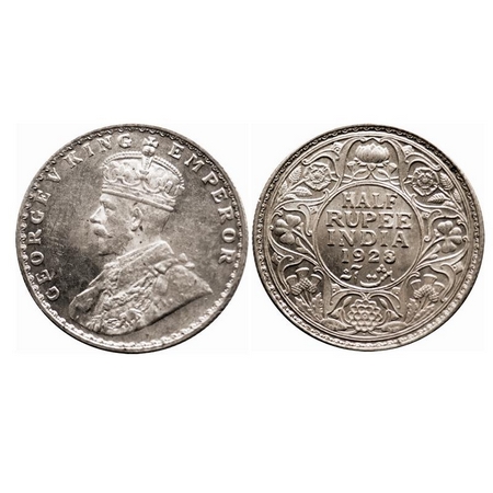 George V, Silver, Half Rupee, 1928, Bombay Mint, Dot. F. Prid 349. GK 1070. Uncirculated w