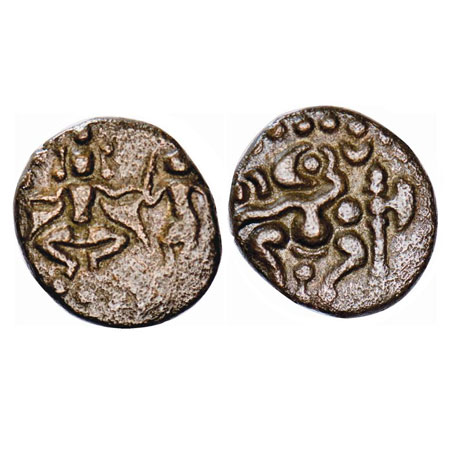 Venad (Vijaynagar Feudatory) under Madurai Nayaks, Copper Cash, 4.54g, Obv: Seated Shree R
