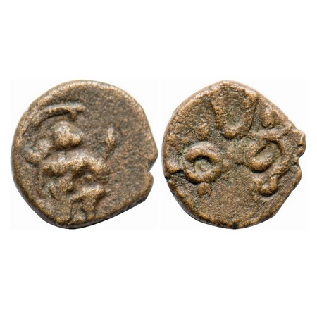 Vijayanagar Feudatory, Copper, 1.02g, 17th century, South India, Anonymous issue, Obv: Han
