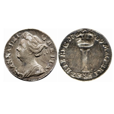 Great Britian, Silver (0.9250 Silver), 0.46g, 1 Penny, 1709, Anne. KM 512. Toned Very Fine