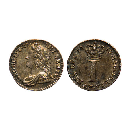 Great Britian, Silver (0.9250 Silver), 0.50g, 1 Penny, 1752, George II. KM 567. Toned Unci