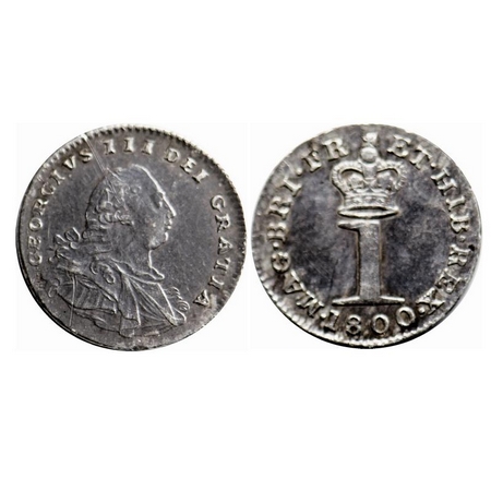 Great Britian, Silver (0.9250 Silver), 0.49g, 1 Penny, 1800, George III. KM 614. Toned Abo