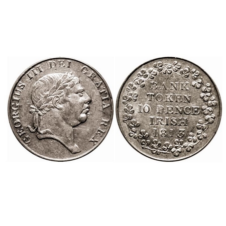 Ireland, Silver, 3.46g, Irish Bank Token, George III, 1813 AD, Obv: Bust facing right, Rev