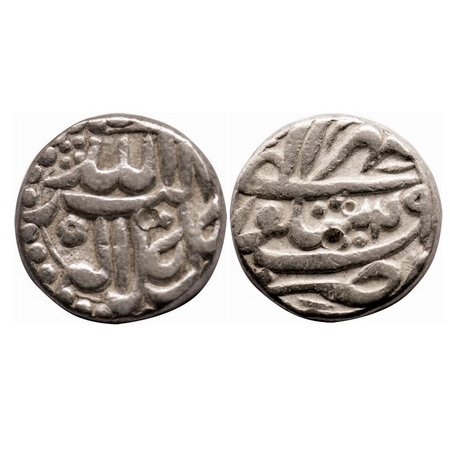 Akbar, Silver Rupee, 11.37g, Sitpur Mint, Ilahi type, Month Mihir, Ilahi 29, with flower m