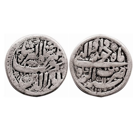 Jahangir, Silver Rupee, 11.05g, Agra Mint, AH 1025 / 11 RY, Month Khurdad, ornamented. KM 