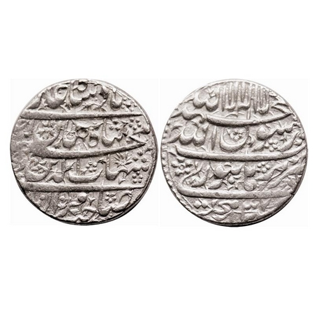 Shah Jahan I, Silver Rupee, 11.39g, Burhanpur Mint, AH 1037/ Ahd (1) RY, four lines type. 