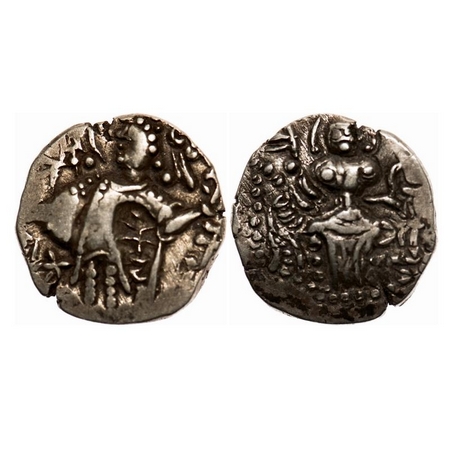 Kidarite Huns, Kidara (365-390 AD), Base Gold Dinar, 7.90g, 20.97x20.43mm, Obv: King stand