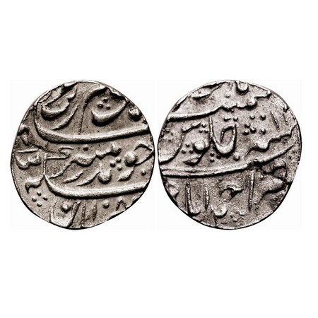 Aurangzeb, Silver Rupee, 10.53g, Ahmadabad Mint, AH 108x/14 RY. KM 300.2. Crack on planche