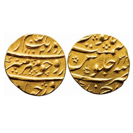 Aurangzeb (AH 1068-1118, 1658-1707 AD), Gold Mohur, 10.80g, Ahmadnagar Mint, AH 1102/34 RY