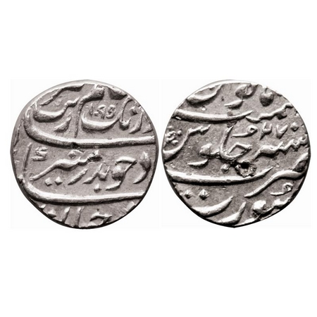 Aurangzeb, Silver ½ Rupee, 5.74g, Surat Mint, AH 1095/28 RY, complete mint visible. KM 294