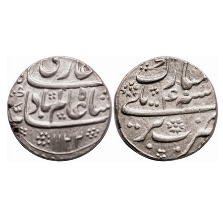 Shah Alam Bahadur, Silver Rupee, 11.42g, Bariely Mint, AH 1122 / 4 RY. KM 347.5. Edge knoc