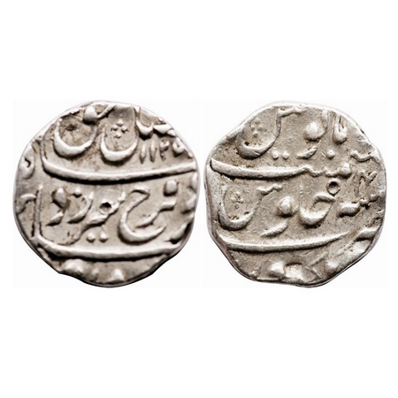Farrukhsiyar, Silver Rupee, 11.39g, Elichpur Mint, AH 1127 / 4 RY. KM 377.24. Test marks, 