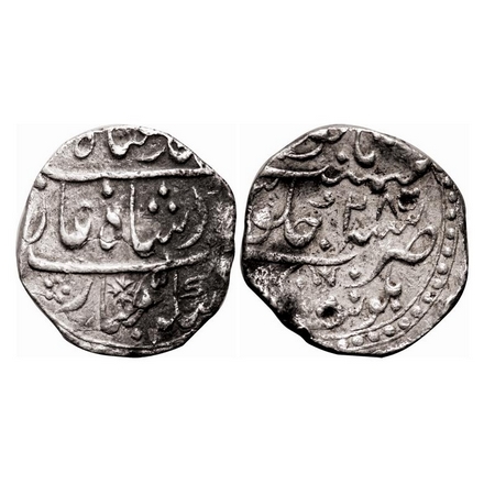 Muhammad Shah, Silver Rupee, 11.33g, Balwantnagar Jhansi Mint, 28 RY. KM 436.14. Test mark