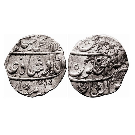 Muhammad Shah, Silver Rupee, 11.28gm, Gwalior Mint, AH 1155/25 RY, complete mint name on r