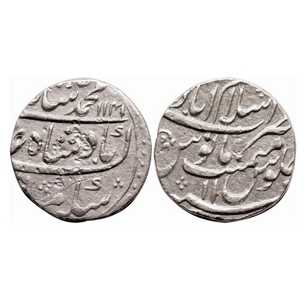 Muhammad Shah, Silver Rupee, 11.33g, Islamabad Mint, AH 1141 / 11 RY. KM 436.28. Test mark