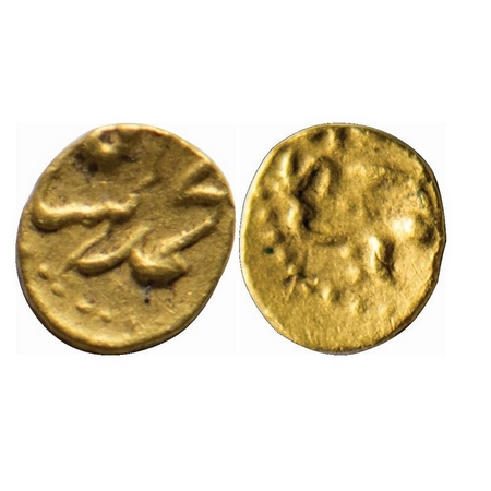 Muhammad Shah, Gold Fanam, 0.18g, Kharpa Mint. KM Unlisted. About Extremely Fine, Rare.
