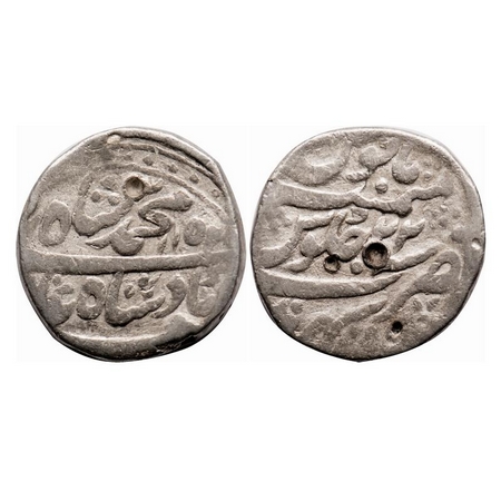 Muhammad Shah, Silver Rupee, 11.17g, Sahrind Mint, AH 1152 / 22 RY. KM 436.54. Test mark. 