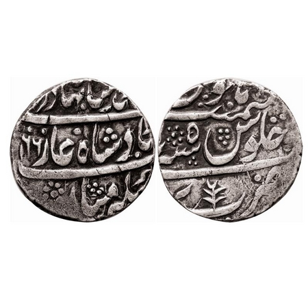 Ahmad Shah, Silver Rupee, 11.24g, Bareli Mint, AH (1)166/5 RY. KM 446.21. About Very Fine,