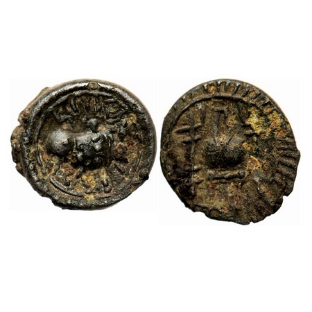Post-Vakatakas, Khandesh Region, Vishnukundin type, Copper base Alloyed, 3.51g, 16.79x18.4