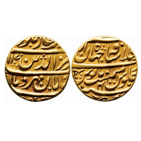 Alamgir II, Gold Mohur, 10.89g, Dar-ul-Khilafat Shahjahanabad Mint, AH 1170/4 RY. Taban co