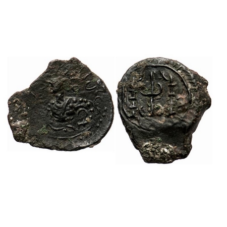 Eastern Chalukyas of Vengi, Vishnuvardhana I, Copper Base Alloy Unit, 2.55g, 17.45x19.96mm