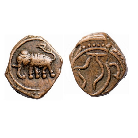Mysore, Copper 1/4 Paisa, 2.41g, Tipu Sultan (1787-1799 AD), Kharpa Mint, Obv: Elephant le