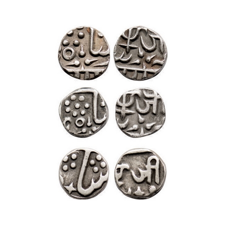 Gwalior, Silver 1/4 Rupee (3 Coins), Jayaji Rao, Lashkar Mint, in the name of Shah Alam II